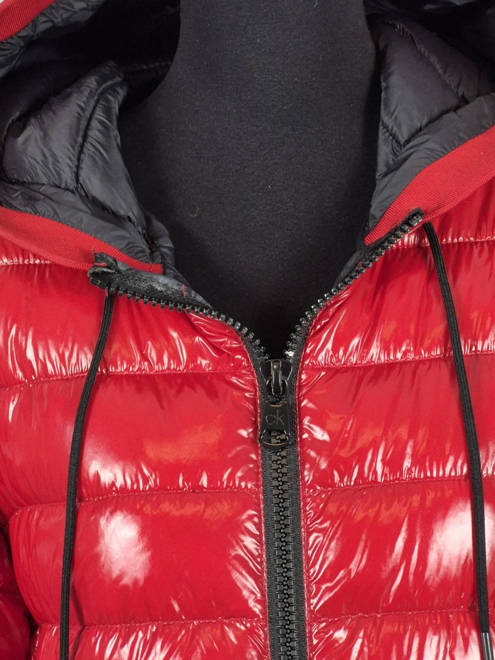 Calvin Klein Men's Hooded Red Super Shine Puffer Jacket - Size XL